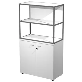 LIBRERIA media metal + arm. basso bianco/bianco/bianco/str.antracite ESSENCE