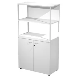 LIBRERIA media metal + arm. basso bianco/bianco/bianco/str.bianca ESSENCE