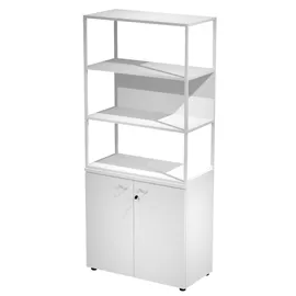 LIBRERIA alta metal + arm. basso bianco/bianco/bianco/str.bianca ESSENCE