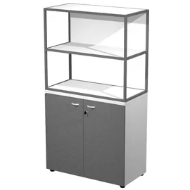 LIBRERIA media metal + arm. basso bianco/antracite/bianco/str.antracite ESSENCE