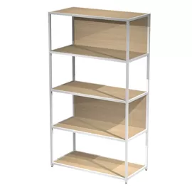 LIBRERIA 5 ripiani 90x44H161cm con struttura metal BIANCO - ROVERE Modular