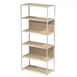 LIBRERIA 6 ripiani 90x44H200cm con struttura metal BIANCO - ROVERE Modular
