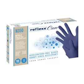 Conf 100 guanti nitrile ipoallergenici N350 s/acceleranti taglia S blu Reflexx