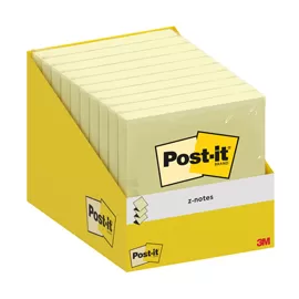 Cf.10 blocchetti c/film 100fg Post-it Z-Notes R330-CY-W10 76x76mm giallo canary