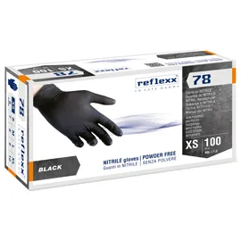 Conf 100 Guanti in nitrile R78 s/polvere tg XS nero Reflexx