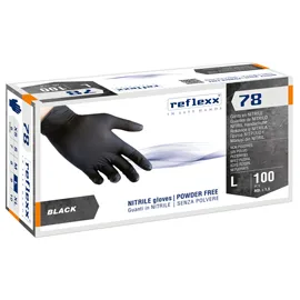 Conf 100 Guanti in nitrile R78 s/polvere tg L nero Reflexx
