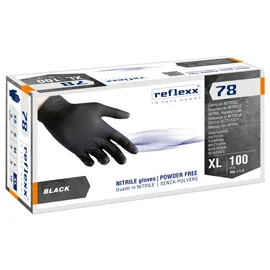 Conf 100 Guanti in nitrile R78 s/polvere tg XL nero Reflexx