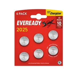 BLISTER 6 MICROPILE A PASTIGLIA CR2025 LITIO 3V ENERGIZER