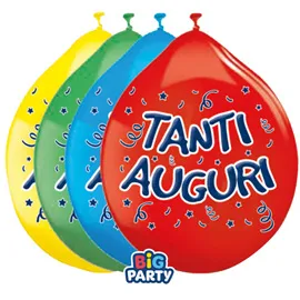 Busta 10 palloncini in lattice D26cm Tanti auguri Big Party