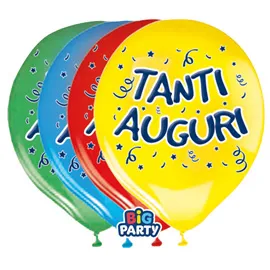 Busta 8 palloncini in lattice D30cm Tanti auguri Big Party