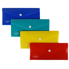 Busta con bottone in PP 22,5 x 12,5cm colori assortiti Plastibor