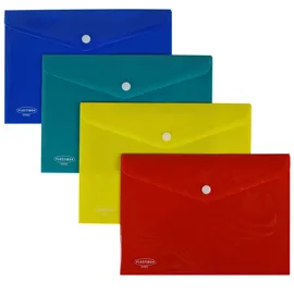 Busta con bottone in PP 23,9 x 16,9cm colori assortiti Plastibor