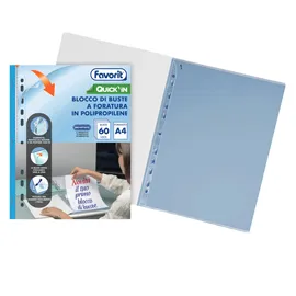 Blocco QUICK IN 60 buste forate lisce A4 Favorit
