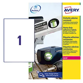 Poliestere adesivo L4775 bianco 8fg A4 210x297mm (1et/fg laser Avery