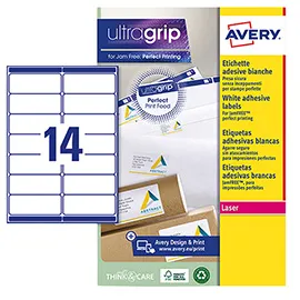 Etichetta adesiva L7163 bianca 15fg A4 99,1x38,1mm (14et/fg Avery