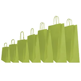 25 shoppers carta kraft 22x10x29cm twisted verde fagiolo