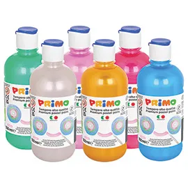 Box 6 tempera colori perlati 500ml colori assortiti PRIMO