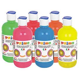 Box 6 tempera colori fluo 500ml colori assortiti PRIMO