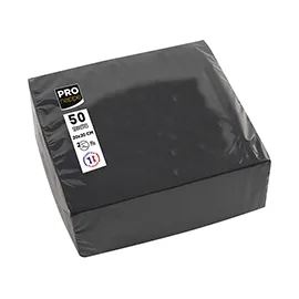 Conf 50 tovaglioli cocktail 2 veli 20x20cm carta nero Pro Nappe
