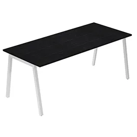 Scrivania lineare Easy struttura bianca gambe inclinate 160x80cm nero venato