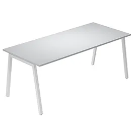 Scrivania lineare Easy struttura bianca gambe inclinate 180x80cm grigio