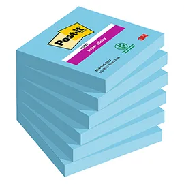 Cf. 6pz 90 foglietti Post-it® Super Sticky 76x76mm 654-6SS blu