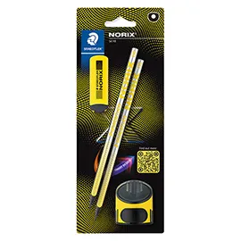 Set 2 matite HB/temperamatite/gomma Norix® giallo Staedtler