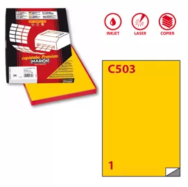 Etichetta adesiva C/503 giallo 100fg A4 210x297mm (1et/fg) Markin