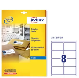 Etichetta adesiva J8165 bianca 25fg A4 99,1x67,7mm (8et/fg) inkjet Avery
