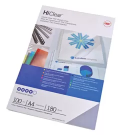 Scatola 100 copertine Hi-Clear 180micron A4 neutro trasparente GBC