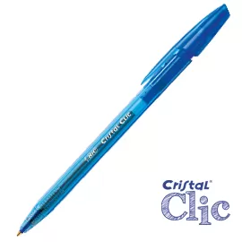 Scatola 20 penna sfera scatto CRISTAL? CLIC medio 1,0mm blu BIC?