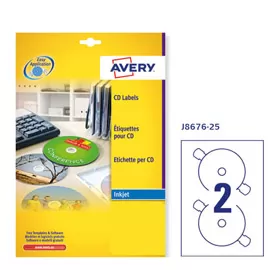 Etichetta adesiva J8676 bianca opaca CD/DVD 25fg A4 ?117mm (2et/fg) inkjet