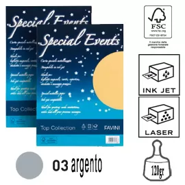 Carta metallizzata SPECIAL EVENTS A4 20fg 120gr argento FAVINI