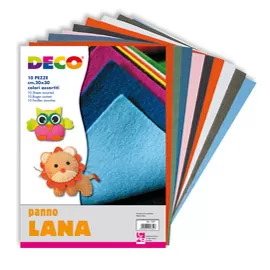 10 PEZZE PANNO LANA 20x30cm colori assortiti CWR