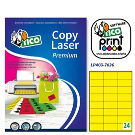 Etichetta adesiva LP4C giallo opaco 70fg A4 70x36mm (24et/fg) Tico