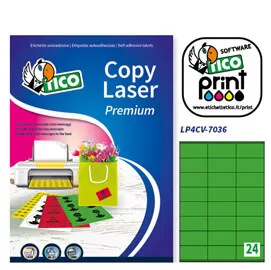 Etichetta adesiva LP4C verde opaco 70fg A4 70x36mm (24et/fg) Tico