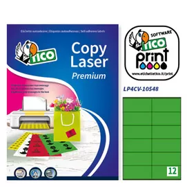 Etichetta adesiva LP4C verde opaco 70fg A4 105x48mm (12et/fg) Tico