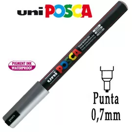 Marcatore UNI POSCA Pen PC1M p.extra fine 0,7mm argento UNI MITSUBISHI