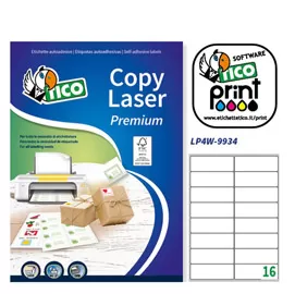 Etichetta adesiva LP4W bianca 100fg A4 99,1x34mm (16et/fg) Laser Tico