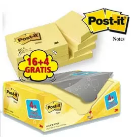 VALUE PACK 16+4 BLOCCO 100fg Post-it?Giallo Canary? 38x51mm 72GR 653CY-VP20