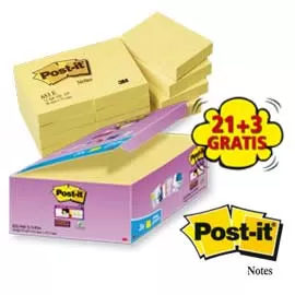 VALUE PACK 21+3 BLOCCO 90fg Post-it?Super Sticky Giallo Canary? 47.6x47.6mm