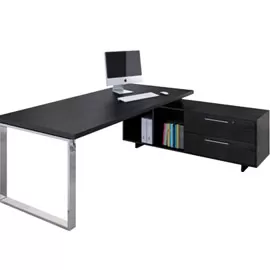 SCRIVANIA MANAGER 180X90cm c/mobile servizio rev. NERO VEN. - PRESTIGE METAL