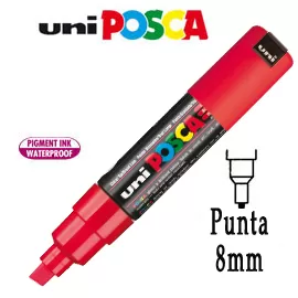 Marcatore UNI POSCA PC8K p.scalpello 8mm rosso UNI MITSUBISHI