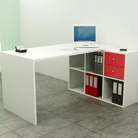 Postazione Home-Office 6 caselle L140 x P104 x H72,4cm Bianco