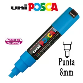 Marcatore UNI POSCA PC8K p.scalpello 8mm azzurro UNI MITSUBISHI