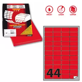 Etichetta adesiva A/406 rosso fluo 100fg A4 47,5x25,5mm (44et/fg) Markin