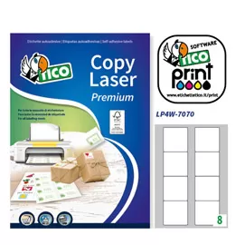 Etichetta adesiva LP4W bianca 100fg A4 70x70mm (8et/fg) Laser Tico