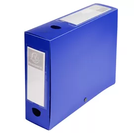 Scatola archivio box con bottone blu f.to 25x33cm D 80mm Exacompta