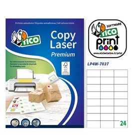 Etichetta adesiva LP4W bianca 100fg A4 70x37mm (24et/fg) Laser Tico