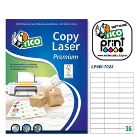Etichetta adesiva LP4W bianca 100fg A4 70x25mm (36et/fg) Laser Tico